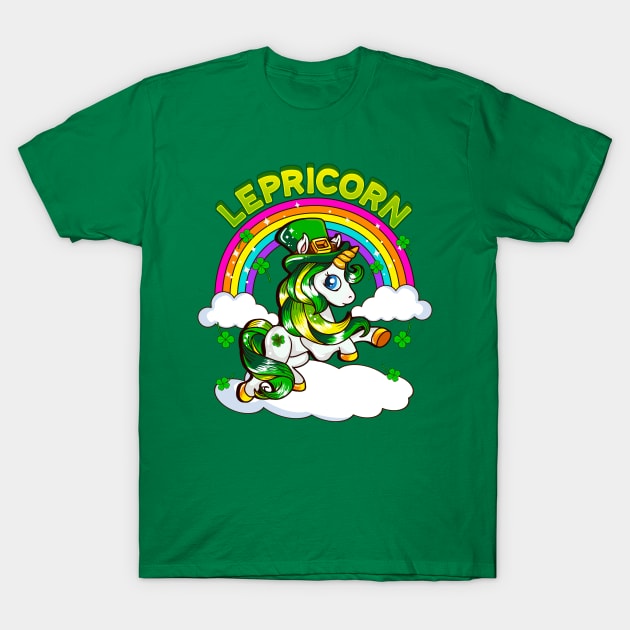 St Patricks Day Unicorn Lepricorn Irish T-Shirt by E